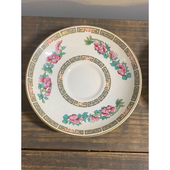 Vtg John Maddock & Sons Ltd Royal Vitreous Saucer Made In England set of 2 - Picture 4 of 5